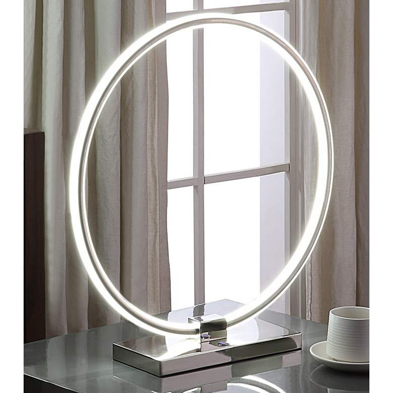 Image 1 Orbit Nickel Metal Round LED Accent Table Lamp