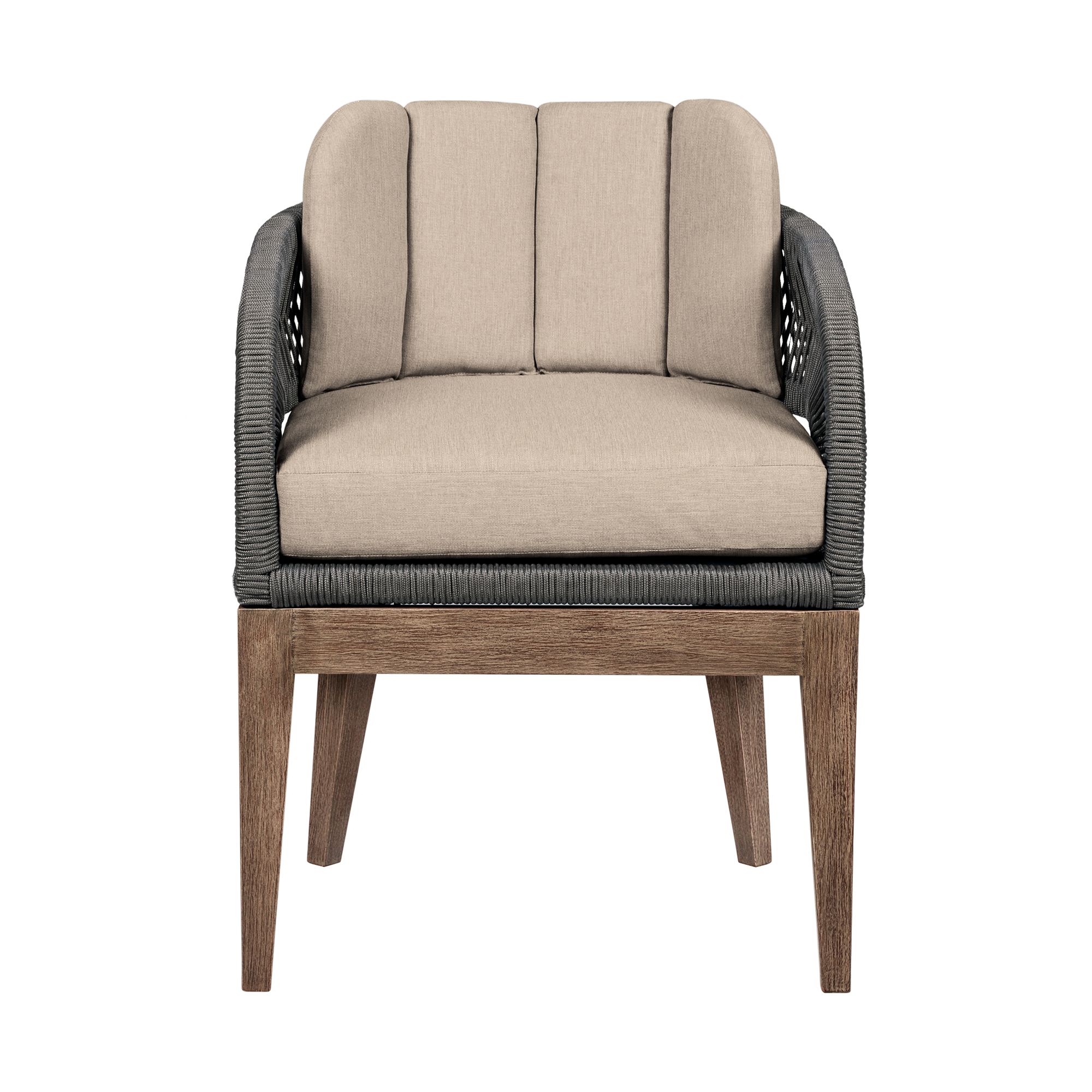 Image 3 Orbit Outdoor Dining Chair in Eucalyptus Wood, Rope, Taupe Olefin Cushions more views