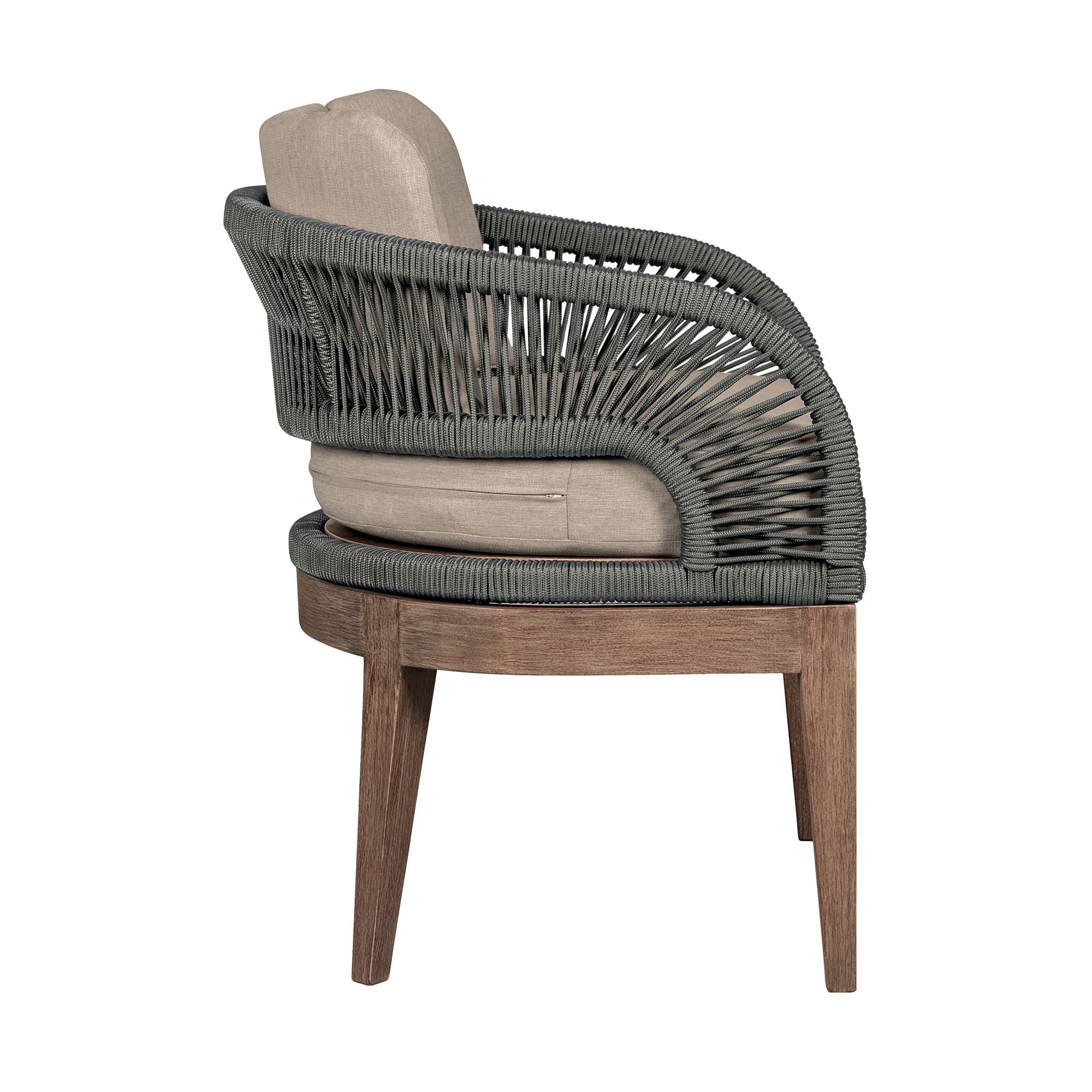 Image 4 Orbit Outdoor Dining Chair in Eucalyptus Wood, Rope, Taupe Olefin Cushions more views