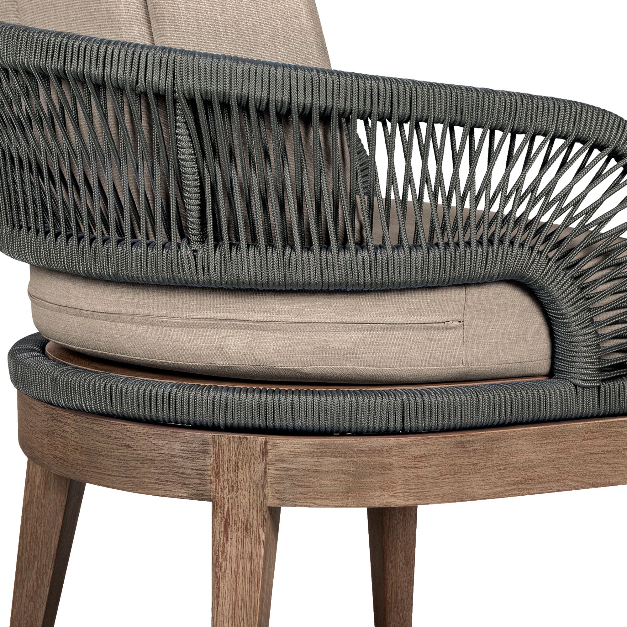 Image 7 Orbit Outdoor Dining Chair in Eucalyptus Wood, Rope, Taupe Olefin Cushions more views