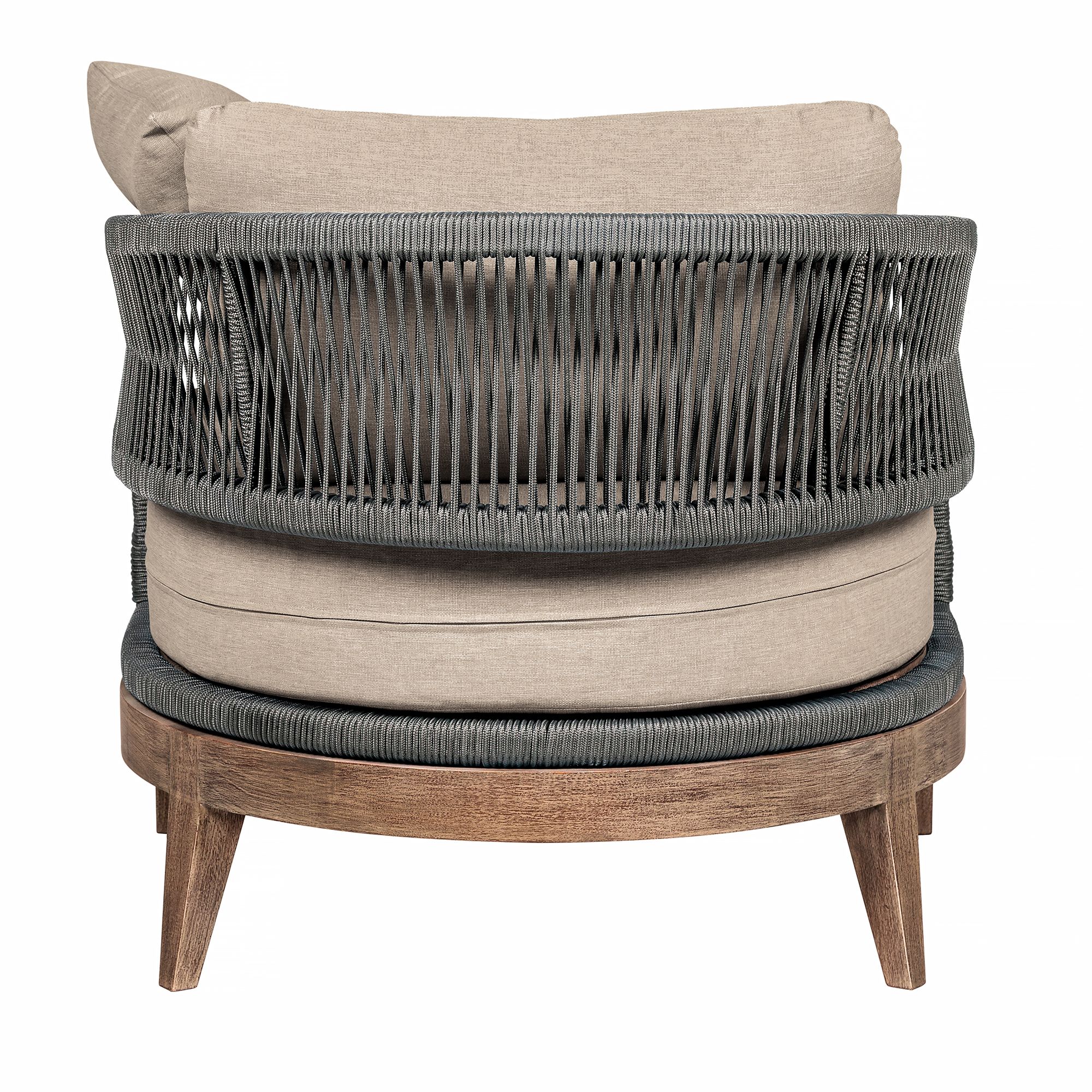 Image 5 Orbit Outdoor Patio Chair in Eucalyptus Wood, Rope, Taupe Olefin Cushions more views