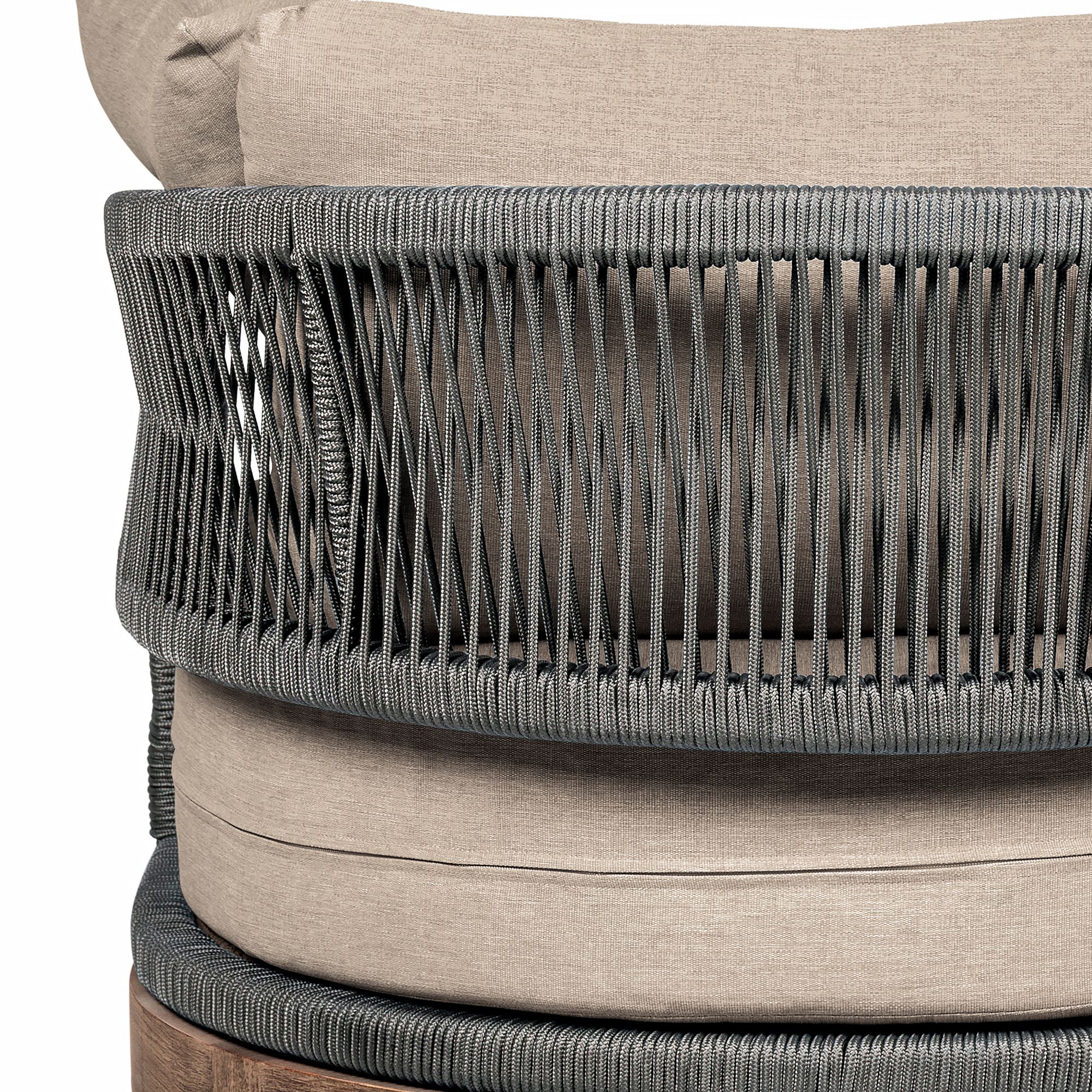 Image 7 Orbit Outdoor Patio Chair in Eucalyptus Wood, Rope, Taupe Olefin Cushions more views