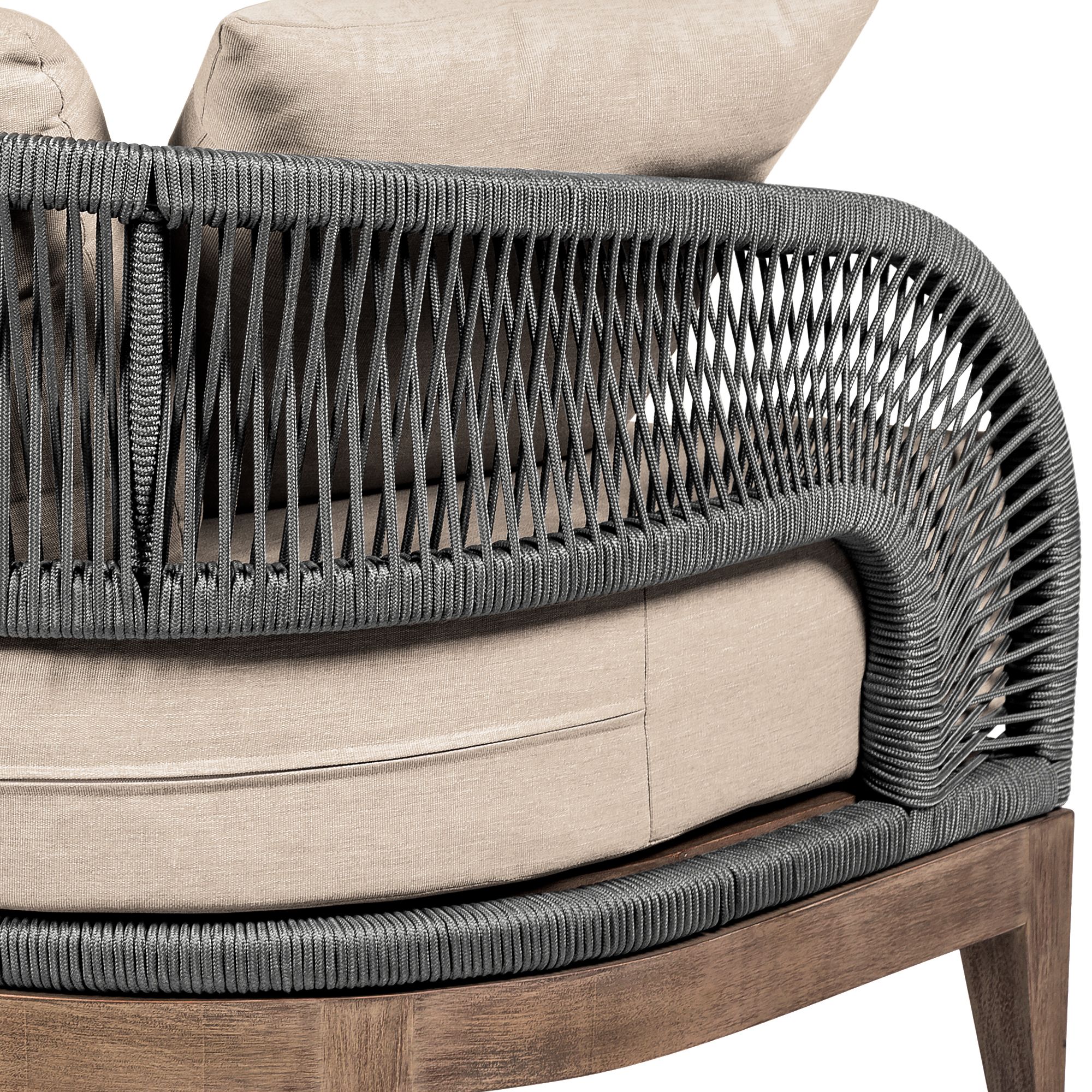 Image 7 Orbit Outdoor Patio Sofa in Eucalyptus Wood, Rope and Taupe Olefin Cushions more views