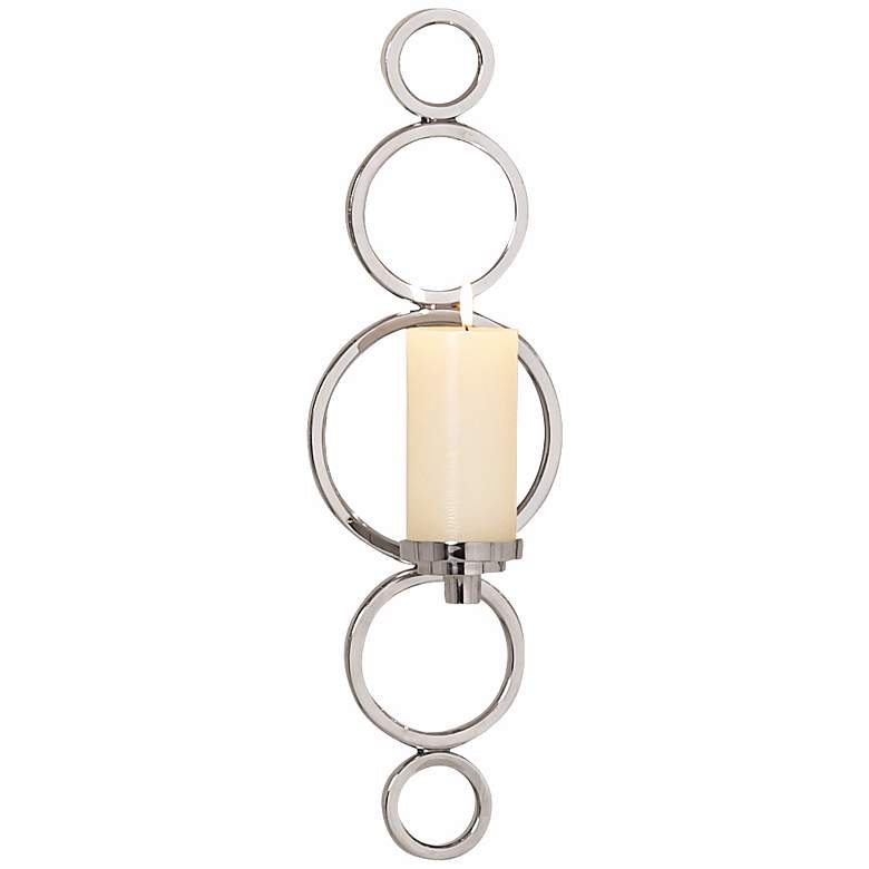 Image 1 Orbit Polished Nickel Ring Sconce Pillar Candle Holder