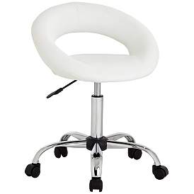 Image2 of Orbit White Faux Leather Adjustable Rolling Office Stool