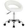Orbit White Faux Leather Adjustable Rolling Office Stool
