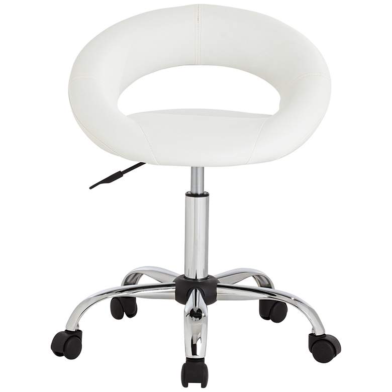 Image 4 Orbit White Faux Leather Adjustable Rolling Office Stool more views