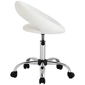 Image5 of Orbit White Faux Leather Adjustable Rolling Office Stool more views