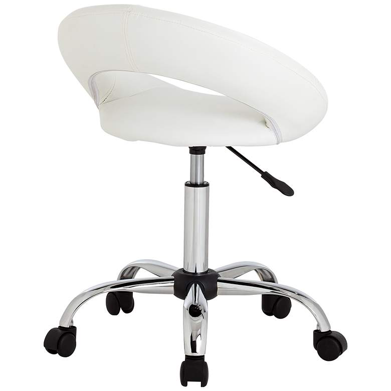 Orbit White Faux Leather Adjustable Rolling Office Stool more views