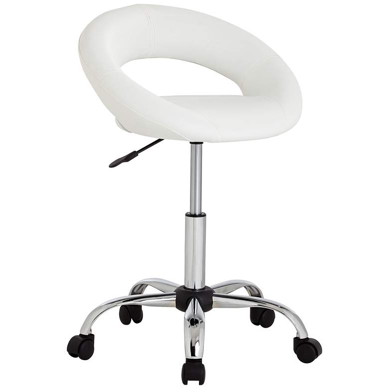 Image 7 Orbit White Faux Leather Adjustable Rolling Office Stool more views