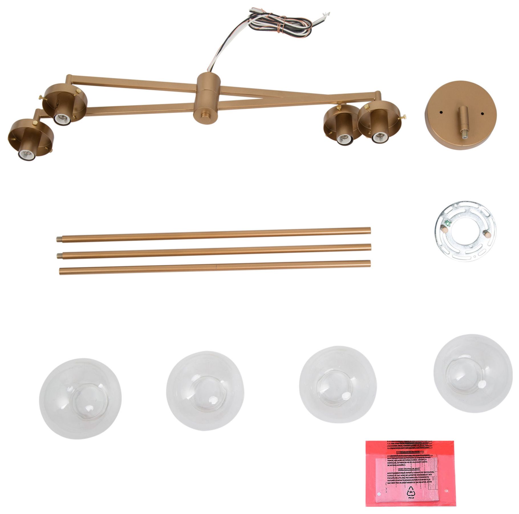 Image 5 Orbita 26"W 4-Light Modern Gold Linear Chandelier with Globe Glass more views