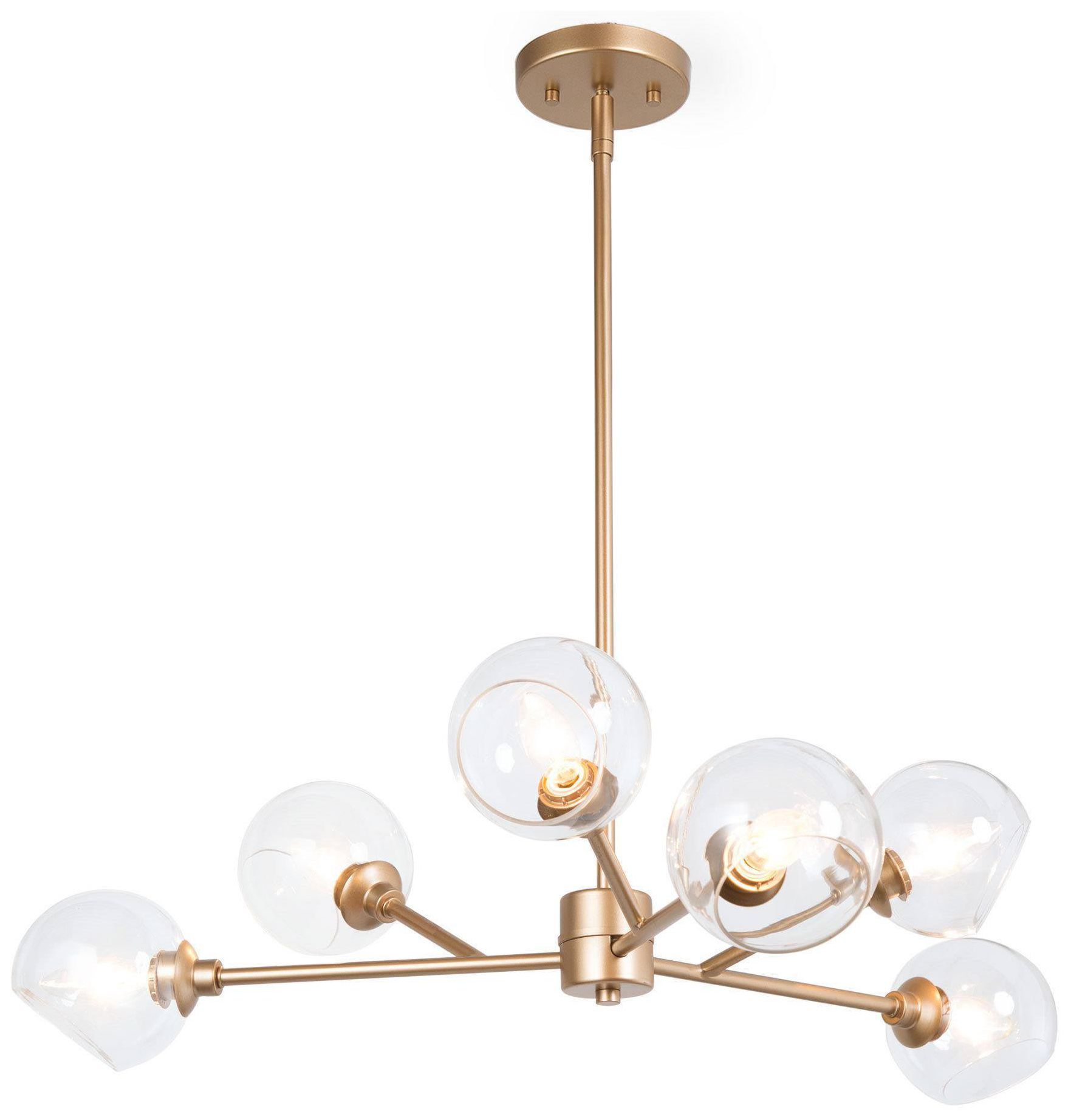Thumbnail1 of Orbita 28"W 6-Light Modern Gold Globe Glass Chandelier