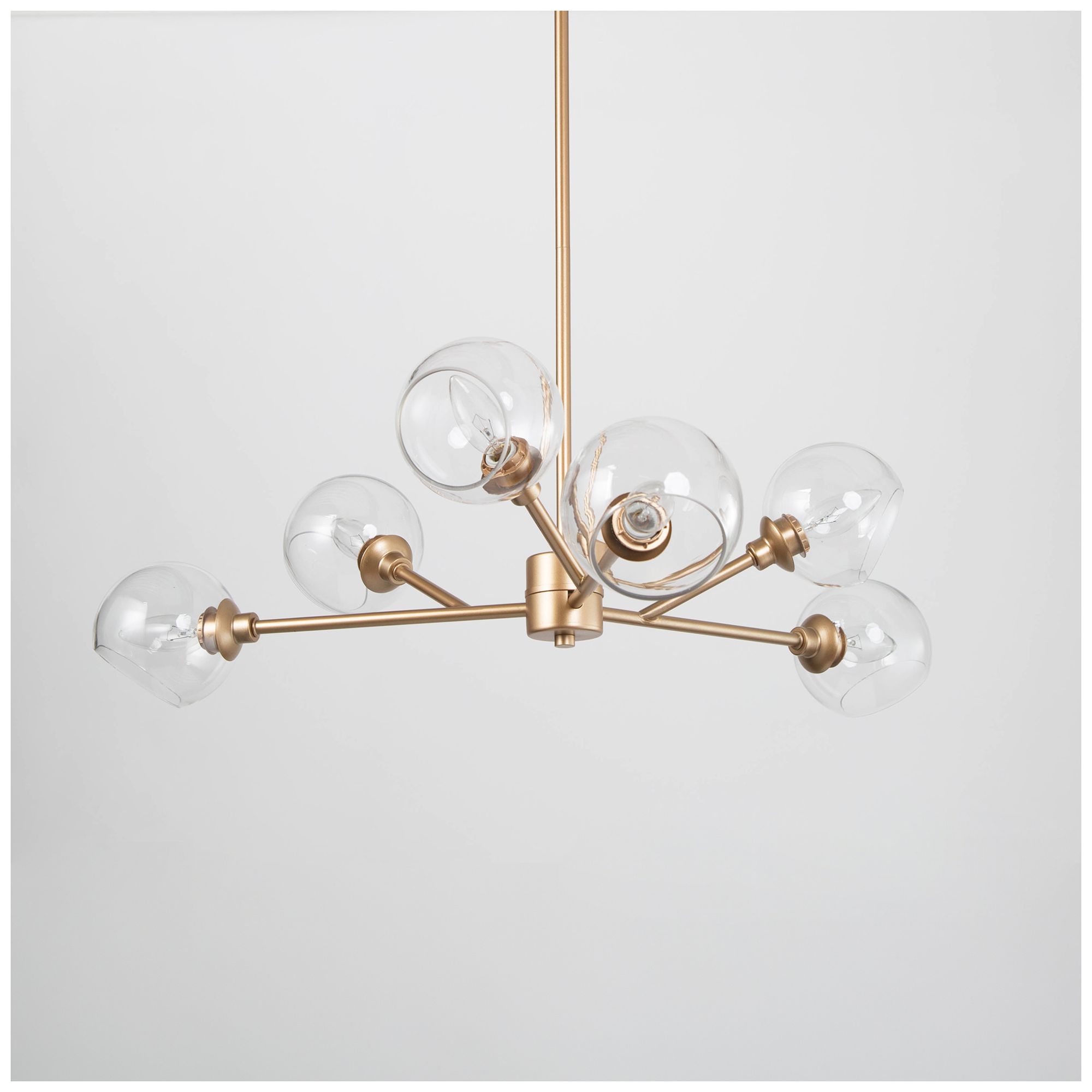 Thumbnail2 of Orbita 28"W 6-Light Modern Gold Globe Glass Chandelier more views