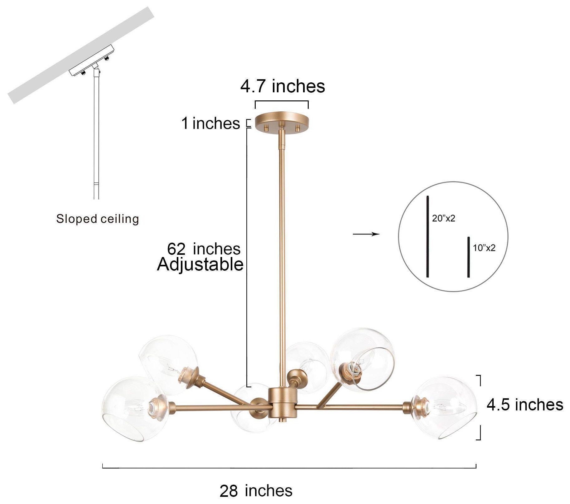 Thumbnail3 of Orbita 28"W 6-Light Modern Gold Globe Glass Chandelier more views