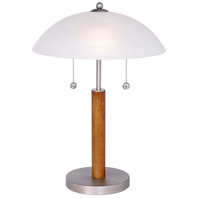 Orbital 19 1/2&quot; High Brushed Nickel and Wood Column Desk Lamp