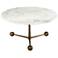Orbital 32" Wide White Marble and Brass Round Cocktail Table
