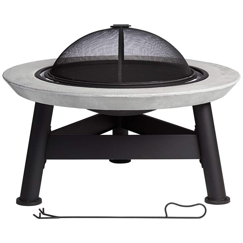 Image 1 Orbiter 30 inch Wide Round Black Wood Burning Outdoor Fire Pit