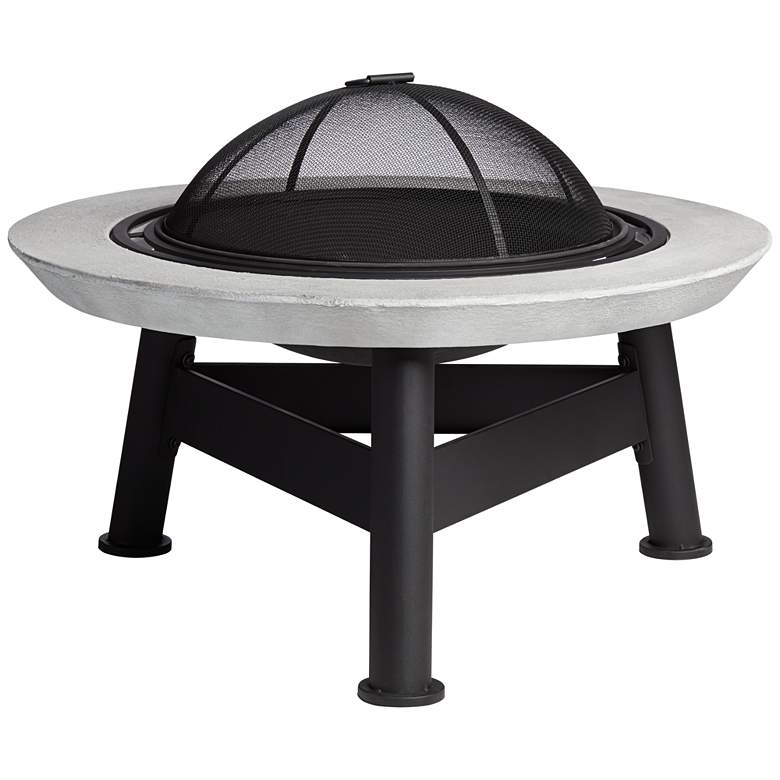Orbiter 30&quot; Wide Round Black Wood Burning Outdoor Fire Pit more views