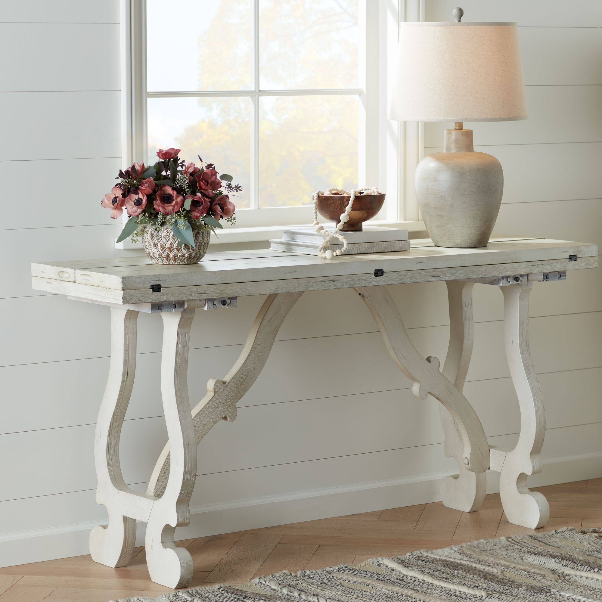 antique white foyer table