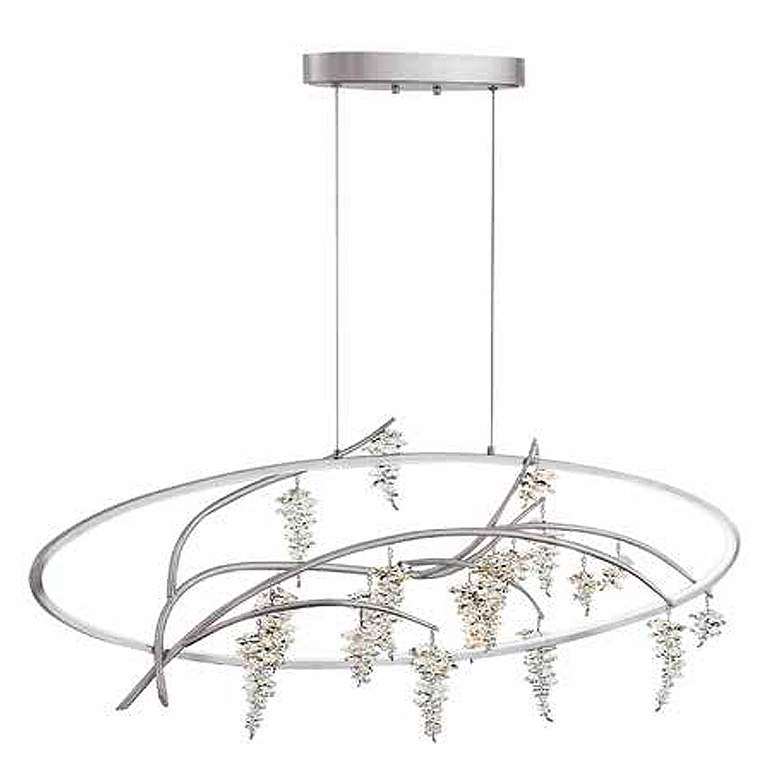 Image 1 Orchard LED 48 Inch Organic Oval Silver Leaf Linear Crystal Chandelier