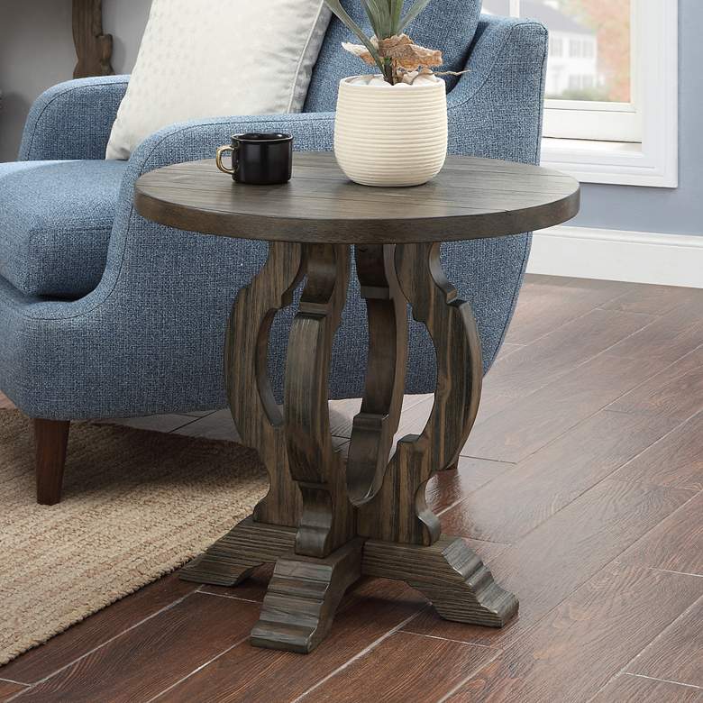 Image 1 Orchard Park 24 inch Wide Brown Wood Round Accent Table