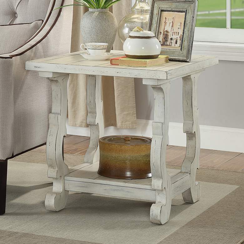 Image 1 Orchard Park 24 inch Wide White Wood Square End Table