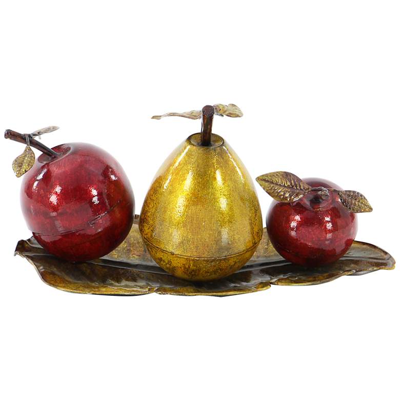 Image 2 Orchard Street 19 inch Wide Red Gold Metal Fruits Figurine