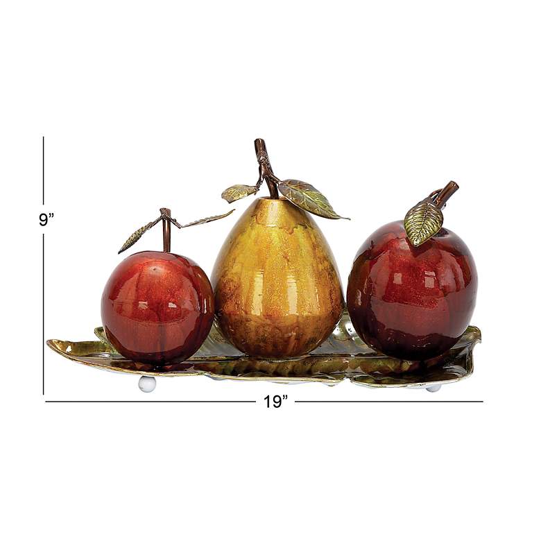 Image 5 Orchard Street 19 inch Wide Red Gold Metal Fruits Figurine more views