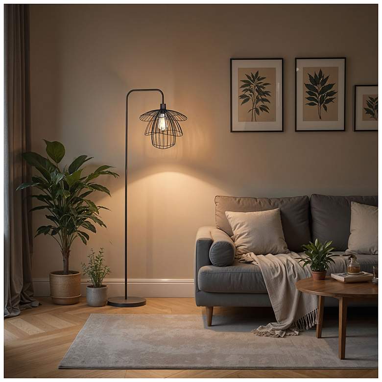 Image 6 Orchid 65" High Downbridge Black Floor Lamp more views