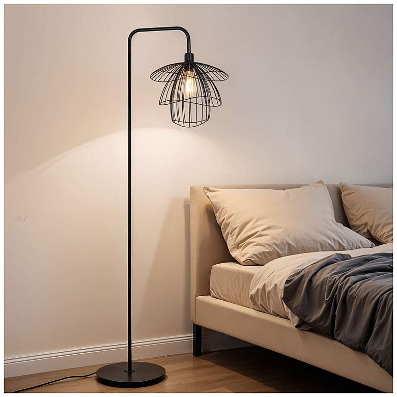 Image 7 Orchid 65" High Downbridge Black Floor Lamp more views