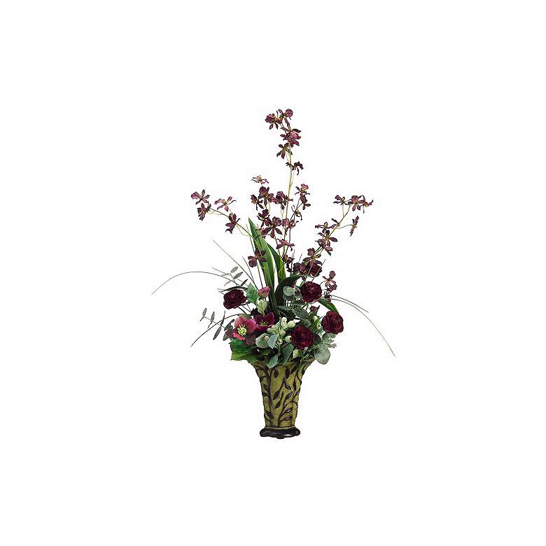 Image 1 Orchid Faux Flower Arrangement in Vine Vase