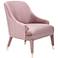 Orchid Pink Velvet Fabric Accent Armchair
