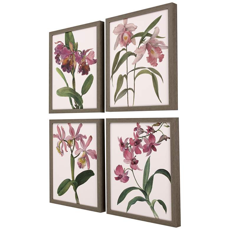 Image 4 Orchids 22" High 4-Piece Giclee Framed Wall Art Set more views