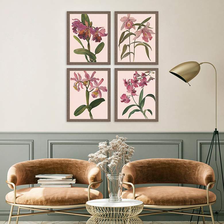 Image 5 Orchids 22" High 4-Piece Giclee Framed Wall Art Set more views