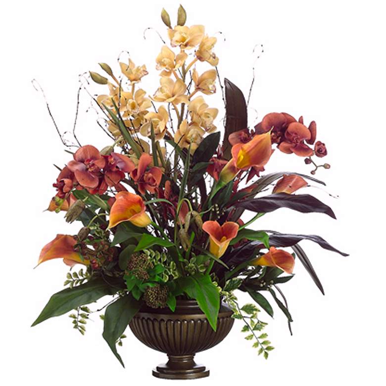 Image 1 Orchids and Calla Lilies in Urn Faux Flowers