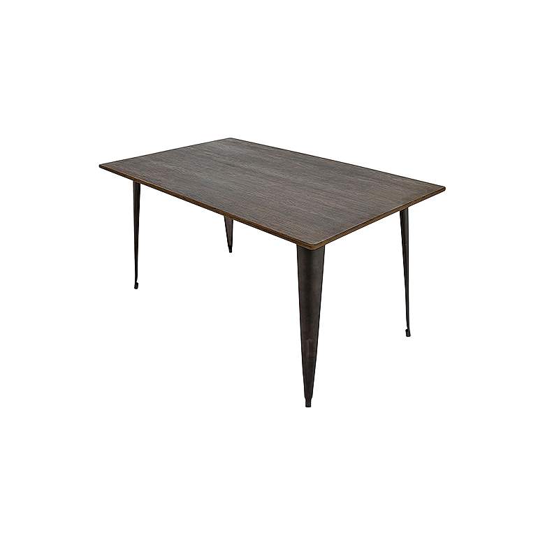 Image 1 Oregon 36"W Espresso Bamboo and Antique Metal Dining Table