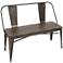 Oregon 42" Wide Antique Metal and Espresso Wood Grain Bench