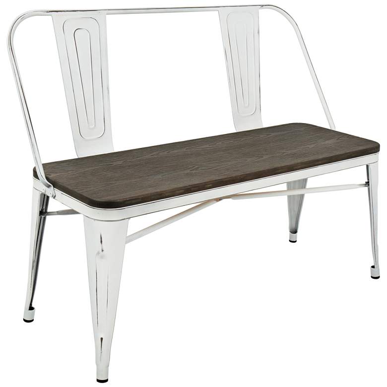 Image 1 Oregon 42" Wide Vintage White Metal Dining Bench