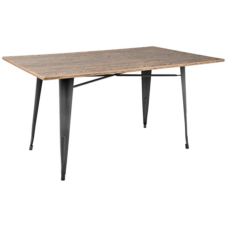 Image 1 Oregon 59" Wide Brown Bamboo Top and Gray Metal Dining Table