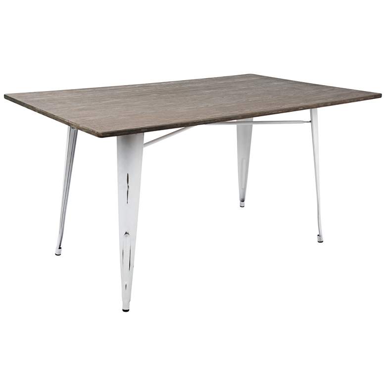 Image 1 Oregon 59" Wide Espresso Bamboo Top White Metal Dining Table