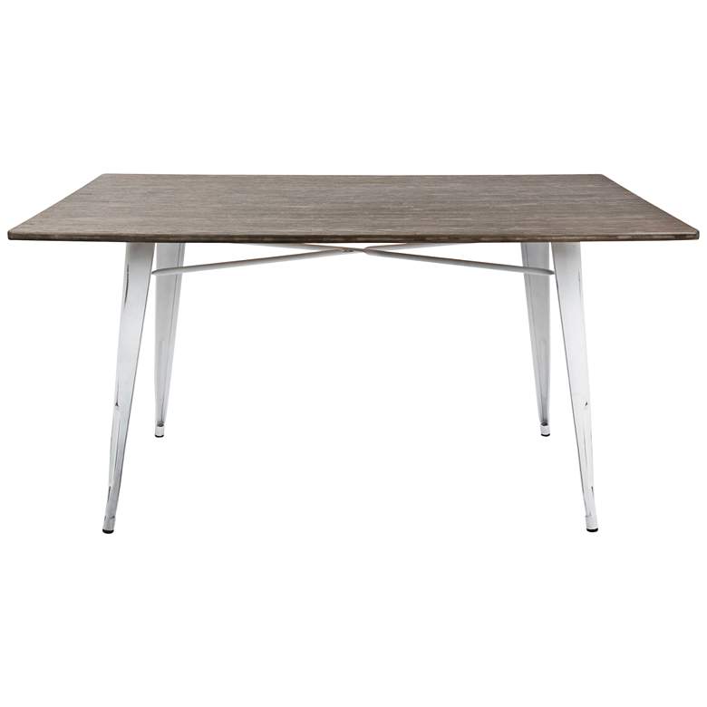 Oregon 59&quot; Wide Espresso Bamboo Top White Metal Dining Table more views