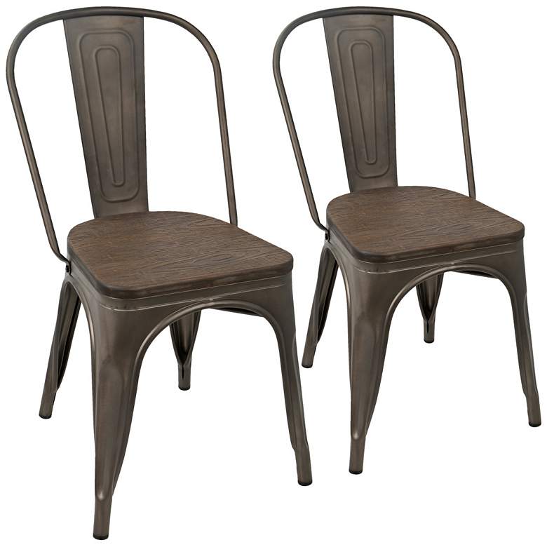 Image 1 Oregon Antique Espresso Stackable Dining Chairs Set of 2