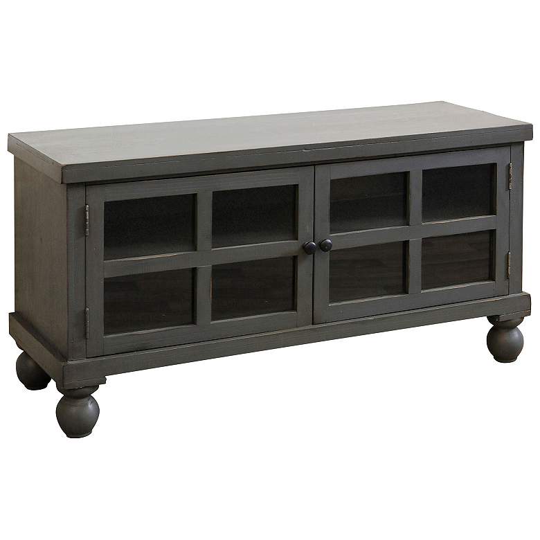 Image 1 Oren 45.5" Wide 2 Antique Mirrored Door Charcoal Gray Media Cabinet
