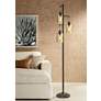 Oren 72" High 3-Light Industrial Bronze Glass Shades Floor Lamp