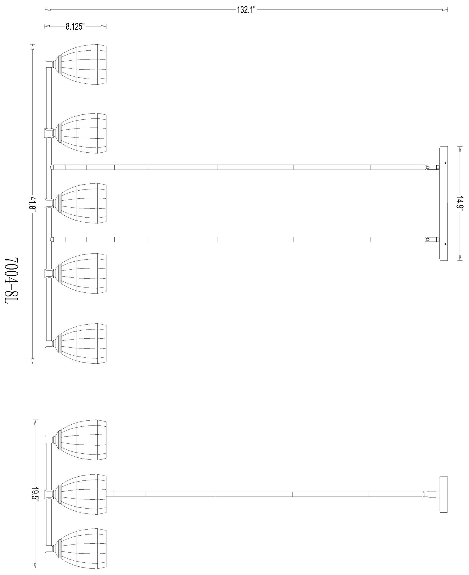 Oren by Z-Lite Modern Gold 8 Light Linear Chandelier