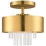 Orenberg 13" Wide Brass and Crystal Rods 3-Light Drum Ceiling Light