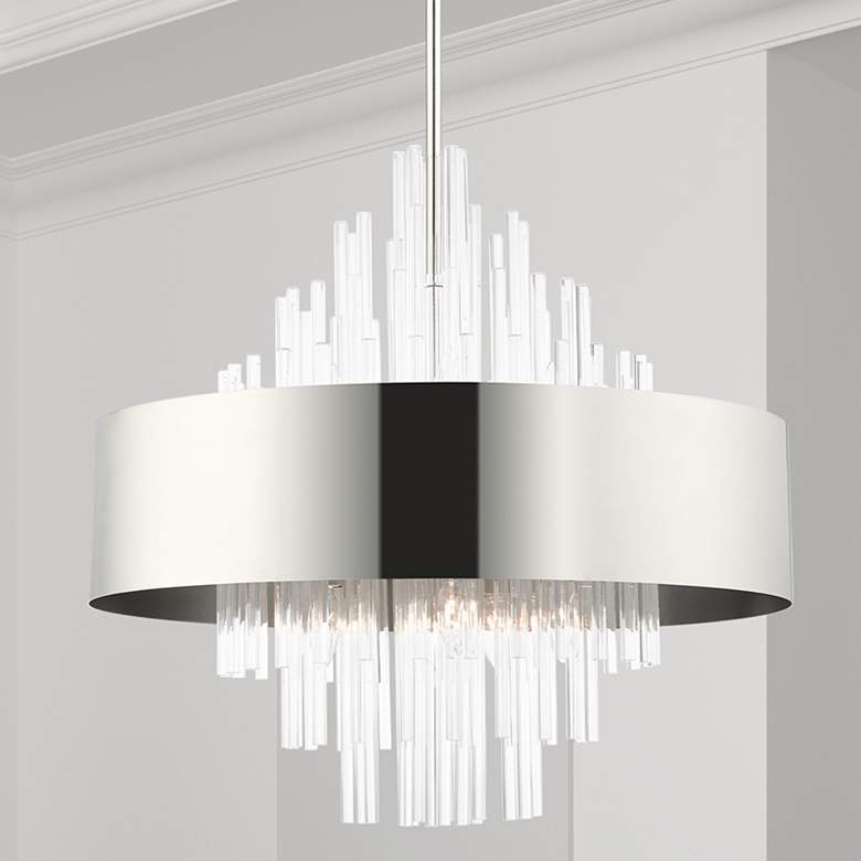 Image 2 Orenburg 10 Light Polished Nickel Pendant Chandelier