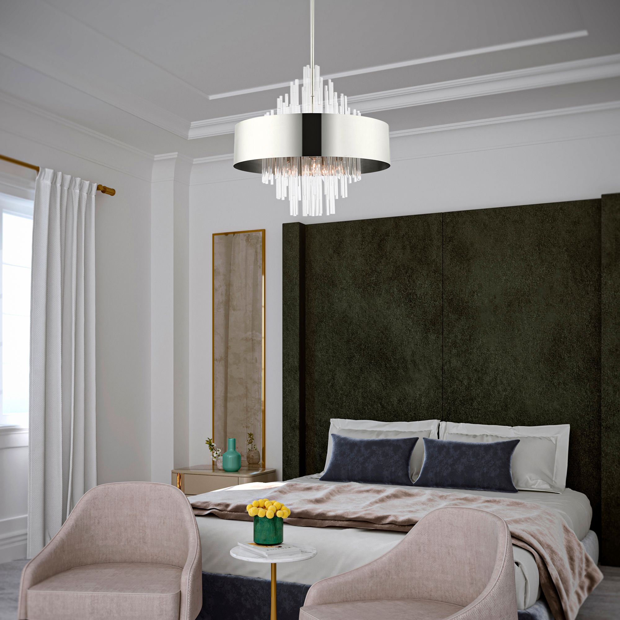 Orenburg 10 Light Polished Nickel Pendant Chandelier in scene