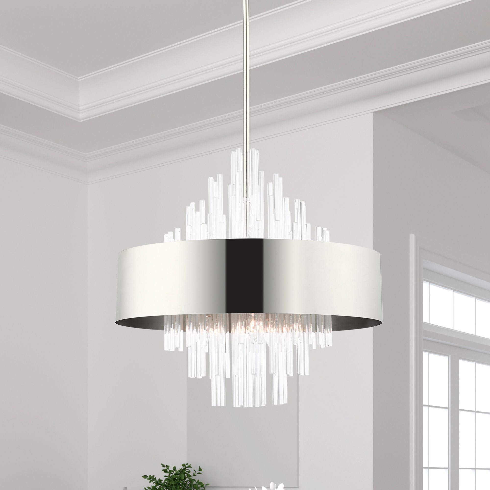 Orenburg 10 Light Polished Nickel Pendant Chandelier in scene