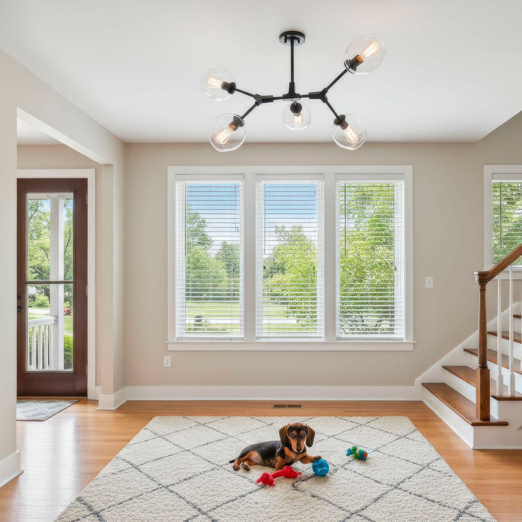 Image 2 Organic 4-Light Black Metal and Clear Glass Semi-Flush Mount more views